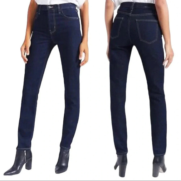 Current Elliott Jeans The Stovepipe High Waist Jean Size 26 Dark Wash NWT - Picture 1 of 11